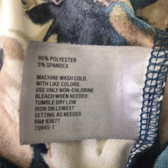 Worthington Women’s Sleeveless Crossover Blouse 1X Stretch Brown Blue Floral Top - Picture 10 of 16